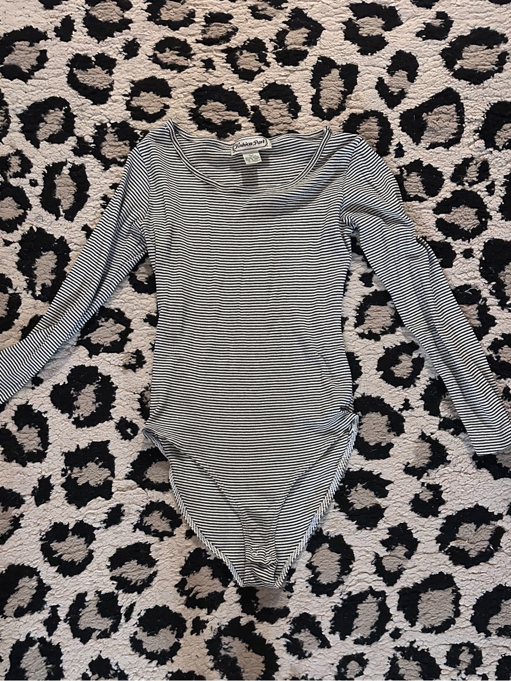Black & White Stripe Long-Sleeve One Piece Bodysuit